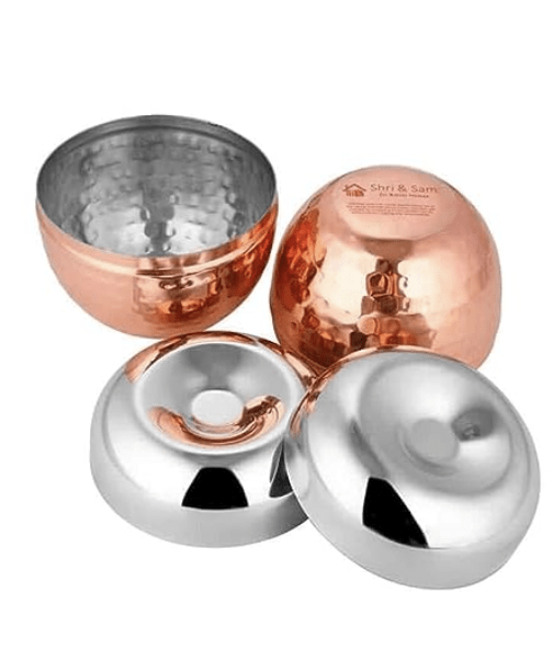 Shri & Sam Nile Stainless Steel Hammered Canister, Set of 2, Copper - Image 2